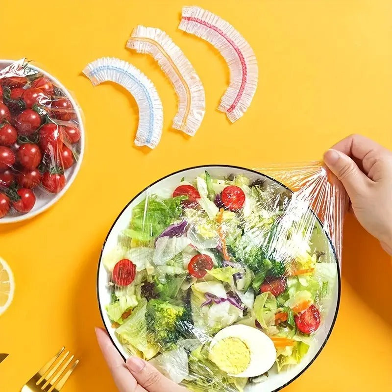 Elastic Bowl and Plate Covers, Stretchable Plastic Cover Packs of 51, 102 or 203 Pieces in Clear or Colorful Options for Home Kitchens and Picnic Dishes