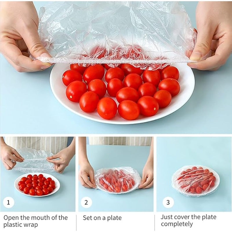 Elastic Bowl and Plate Covers, Stretchable Plastic Cover Packs of 51, 102 or 203 Pieces in Clear or Colorful Options for Home Kitchens and Picnic Dishes