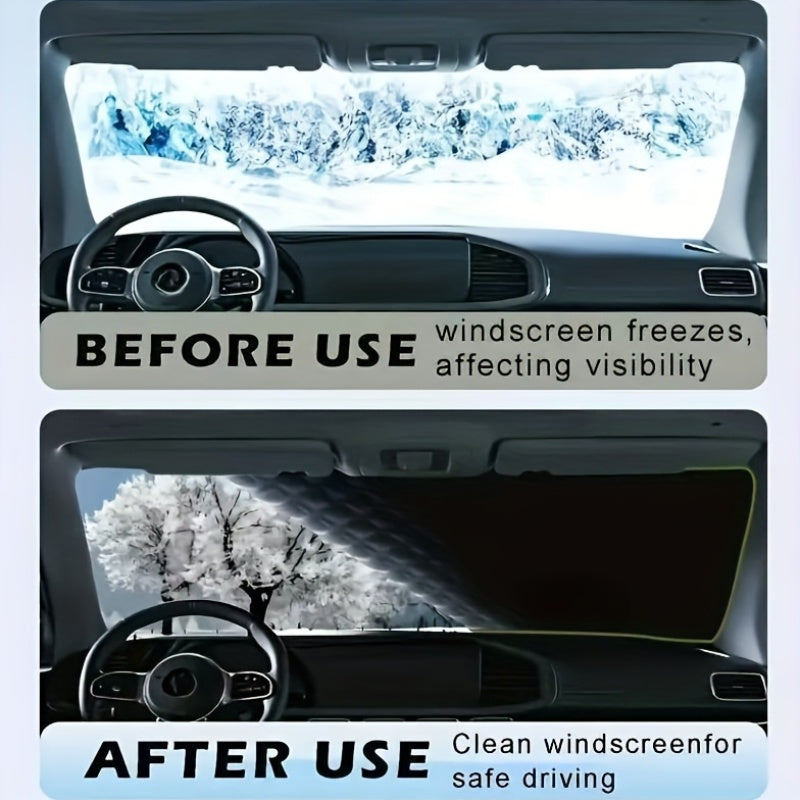 Oxford Fabric Windshield Cover in Green Reflective Style, One-Piece Front Window Snow and Sun Protector for Compatible Parked Cars, SUVs and Trucks