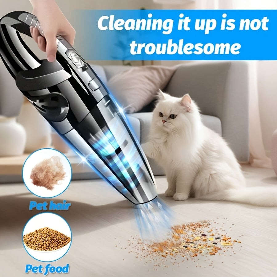 USB-Rechargeable Handheld Vacuum Cleaner in Black Upgraded Version, Listed Wireless Portable Design for Car Interiors, Home, Office and Crevice Cleanup