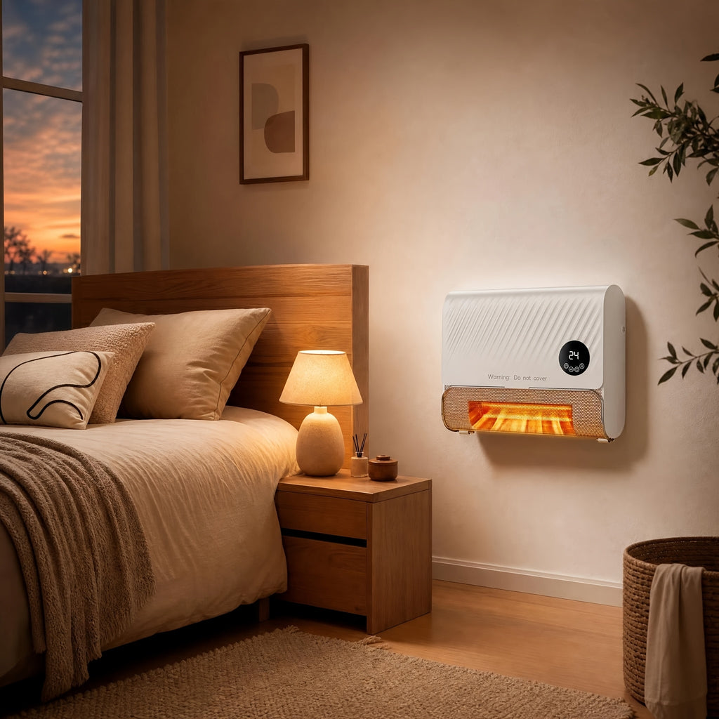 1500W Wall Panel Space Heater with Listed Remote Control and Three Fan Speeds, White or Gray Options for Home Heating and Space-Conscious Wall Installation