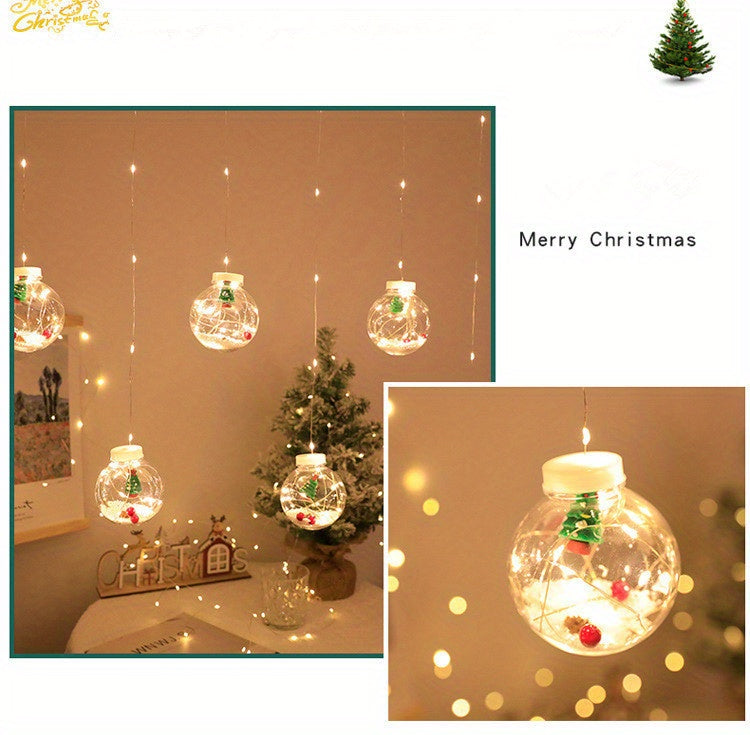 USB Christmas Curtain Lights with 8 Modes, 118.11-Inch Holiday Hanging Decor in Santa Claus, Snowman or Christmas Tree Styles for Seasonal Home Displays