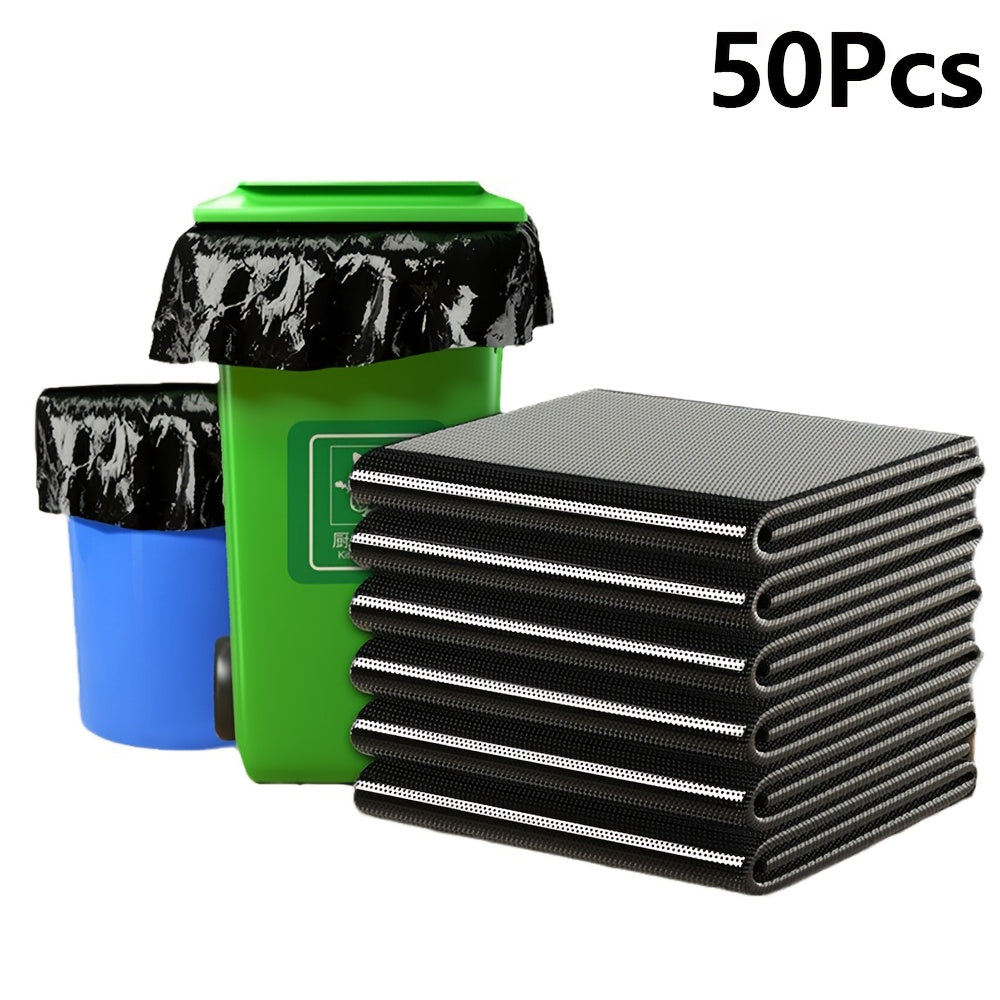 Black Trash Bags 50 Count with Listed 2 Mil Thickness, Disposable Plastic Garbage Liners for Compatible Household Bins, Patio Tidying and Garden Cleanup