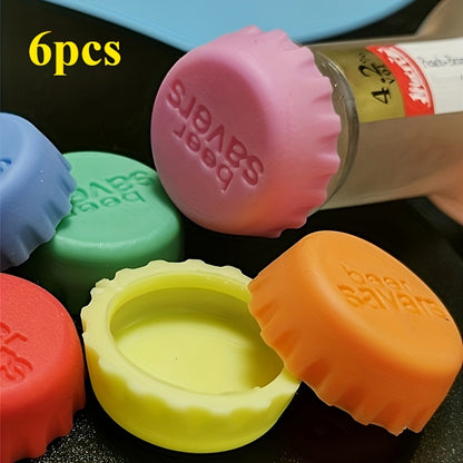 Reusable Silicone Bottle Caps Set of 6, Colorful Bottle Covers for Compatible Wine, Beer and Vinegar Bottles, Practical Kitchen Beverage Storage Accessories