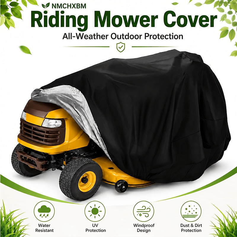 Lawn Mower Cover with Securing Straps and Storage Pockets, Black 800D Polyester Oxford Fabric Cover for Compatible Lawn Equipment and Tractor Storage