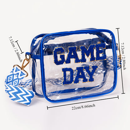 Clear Crossbody Bag with Listed PVC Transparent Body and Eight Color Options for Game Day Outfits, Concert Visits, Sports Events and Tailgating Plans