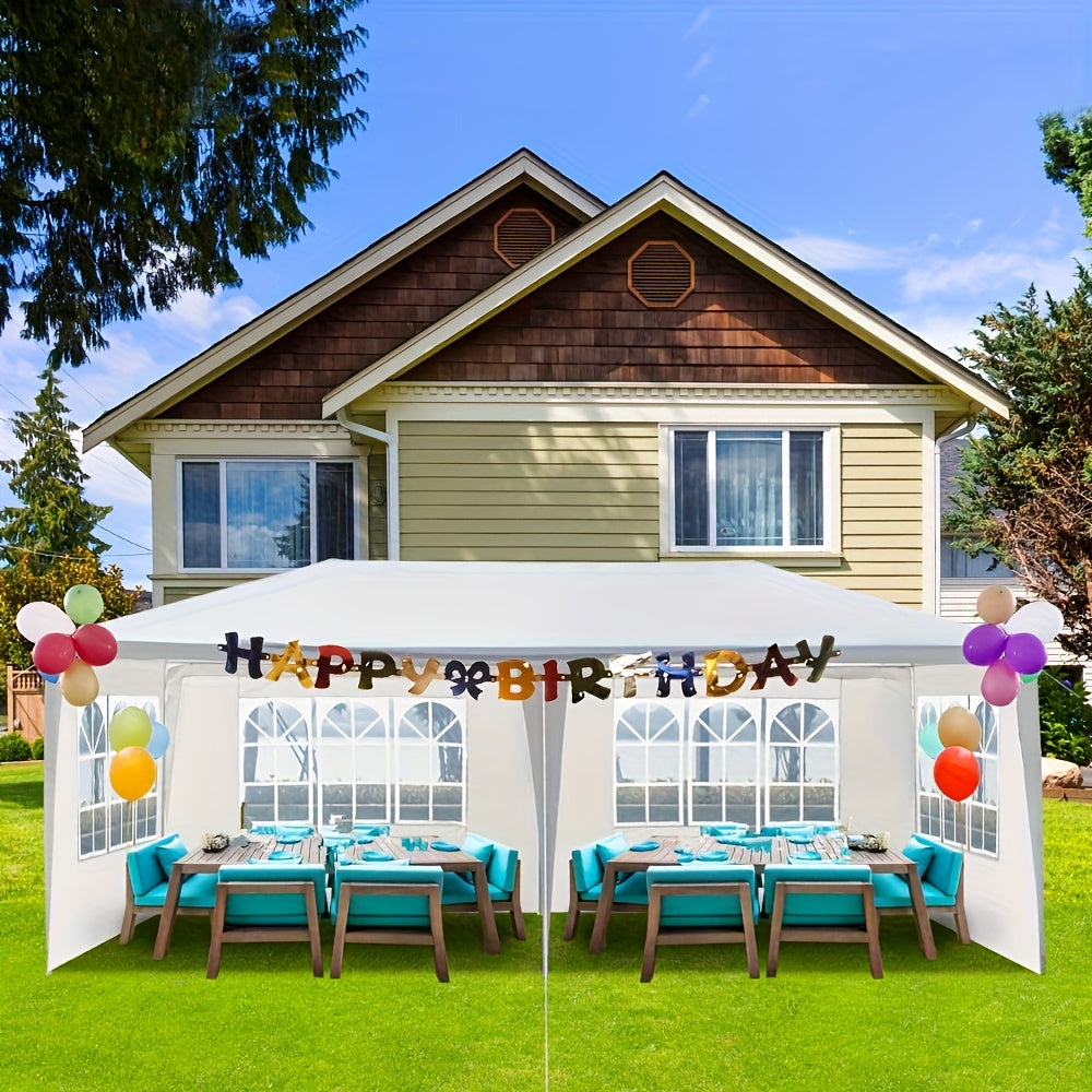 Backyard Event Tent with Listed 10x20ft Footprint, White Four- or Six-Side Options and Without-Cloth Label for Fair-Weather Party, Wedding and Market Setup