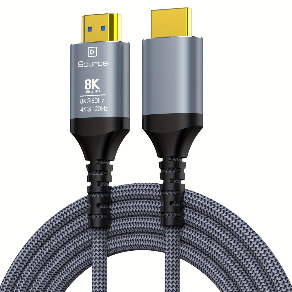 8K Fiber Optic HDTV Cable by MIZIQIER, Directional Gray Braided Cord with Listed 48Gbps, 8K60Hz and 4K120Hz Support, Three Length Options