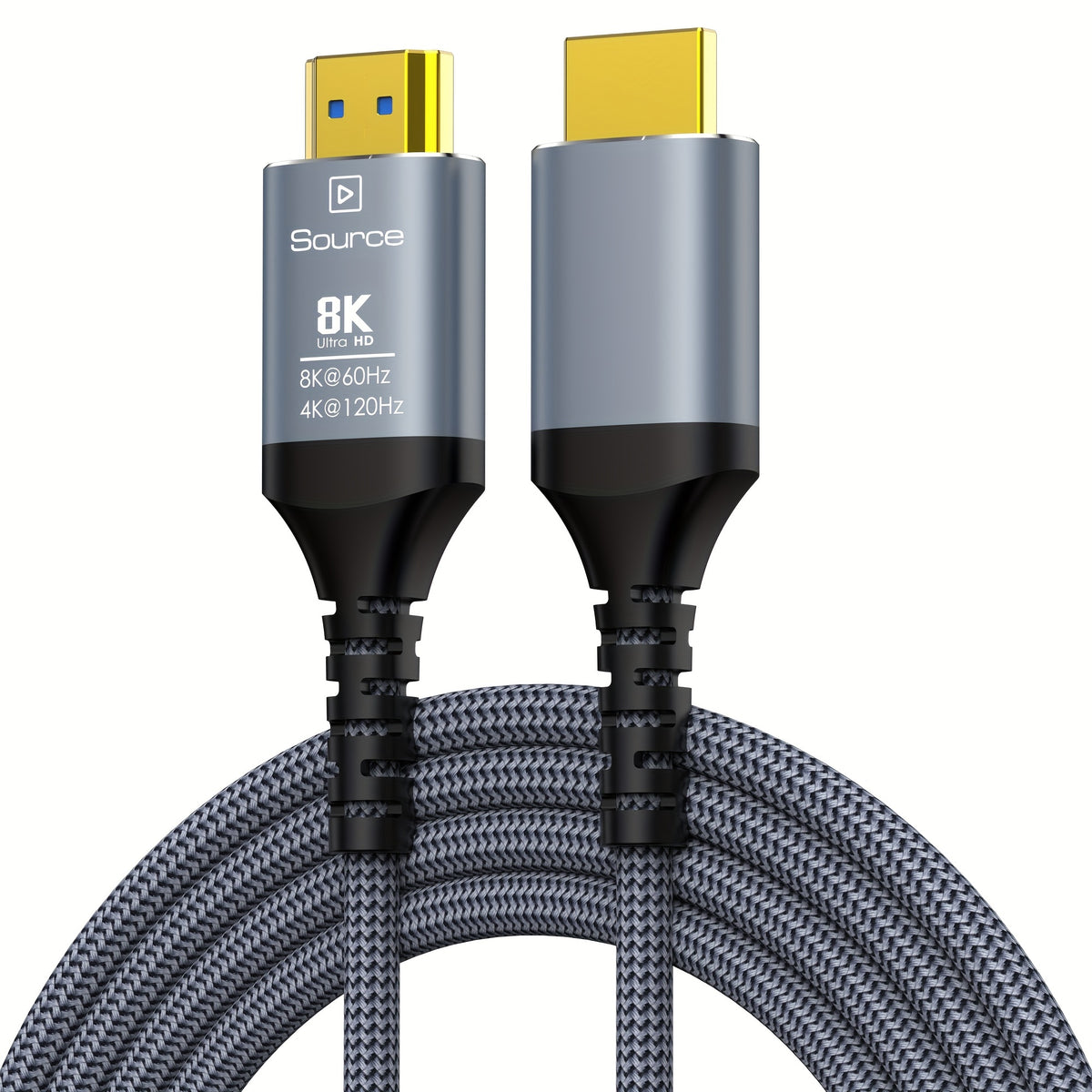 8K Fiber Optic HDTV Cable by MIZIQIER, Directional Gray Braided Cord with Listed 48Gbps, 8K60Hz and 4K120Hz Support, Three Length Options