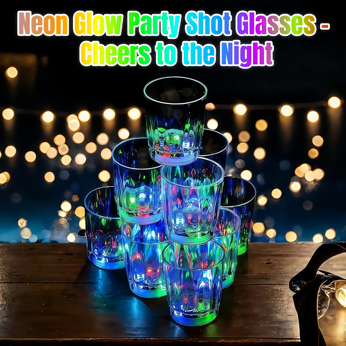 LED Light-Up Party Wine Glasses with Color-Changing Mode Wording, Small Cup Sets in 12 or 15-Piece Options for Birthdays, Weddings and Holiday Celebrations