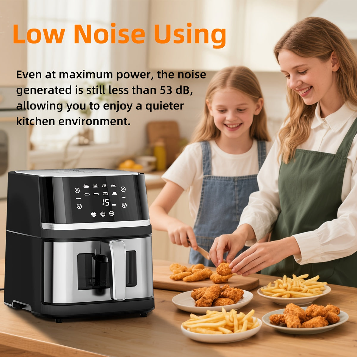 8Qt Digital Air Fryer, Stainless Steel 8-in-1 Cooker with Viewing Window, Touchscreen and 180-400°F Temperature, Dishwasher-Safe Non-Stick Basket, Large Family Size for Indoor Cooking, Black