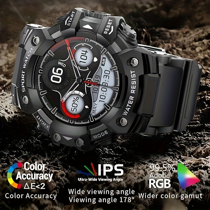 1.32-Inch TFT Smartwatch for Men with Calling, LED Flashlight, 100+ Sports Modes and Sleep Tracking, iPhone Android Compatibility in Eleven Color Options