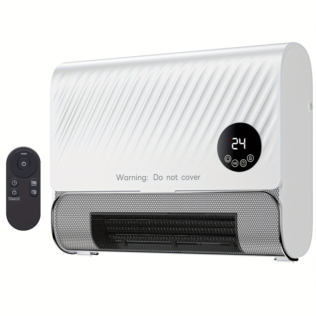Remote-Control Wall Heater with Listed 1500W Heating, Three Fan Speeds and Overheat Protection, White or Gray Panel Design for Supplemental Indoor Warmth
