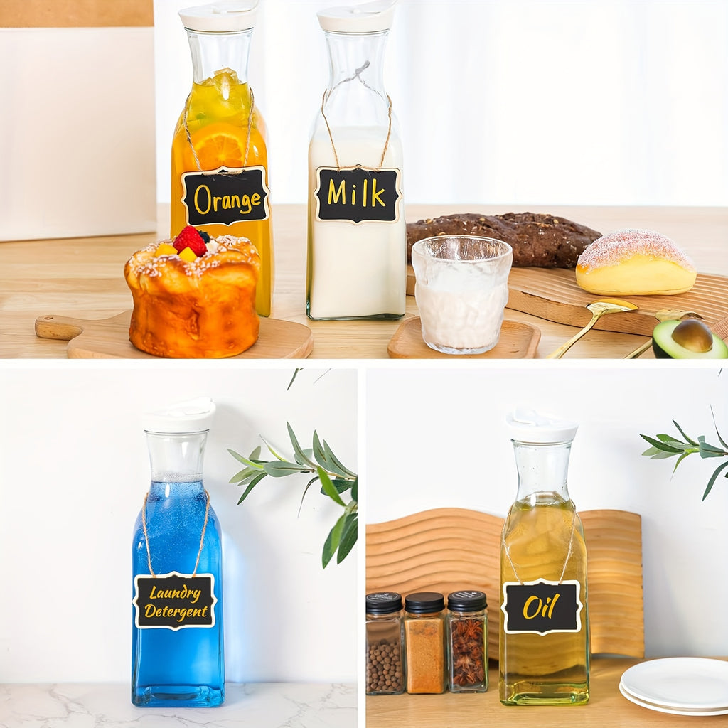Glass Carafes with Lids, Four 1.5-Liter Beverage Serving Vessels for Iced Tea, Milk and Cold Brew Coffee at Family Meals, Weekend Brunches and Parties