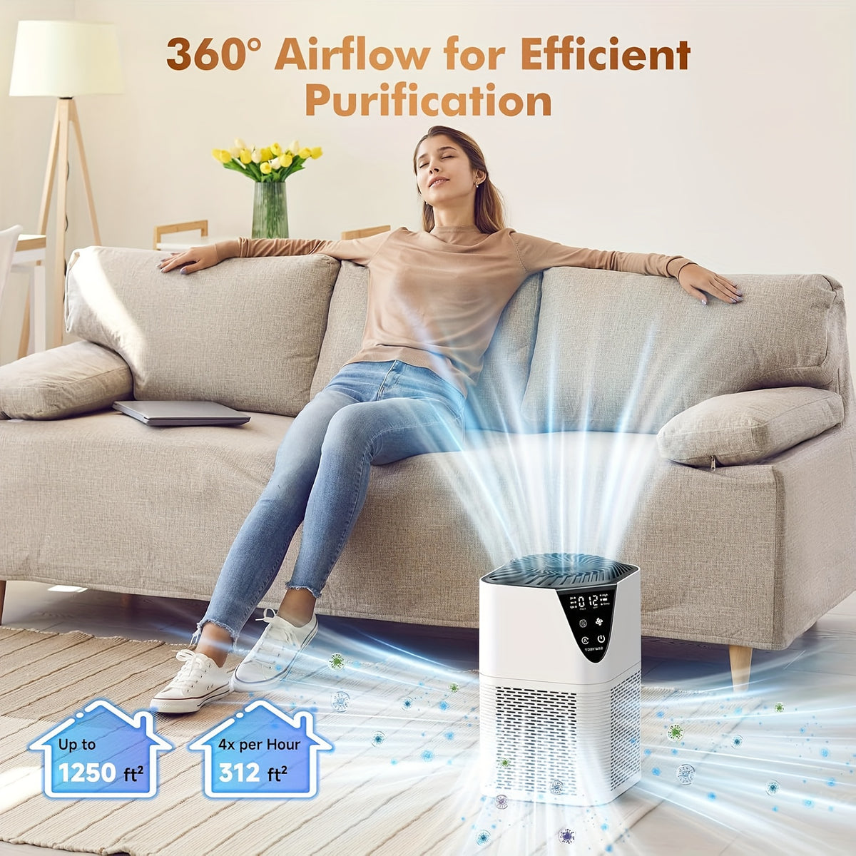 Home Air Purifier in White with Listed Aromatherapy, Air Quality Monitor and 3-in-1 HEPA Filter for Bedroom, Office and Living Room Air-Care Planning