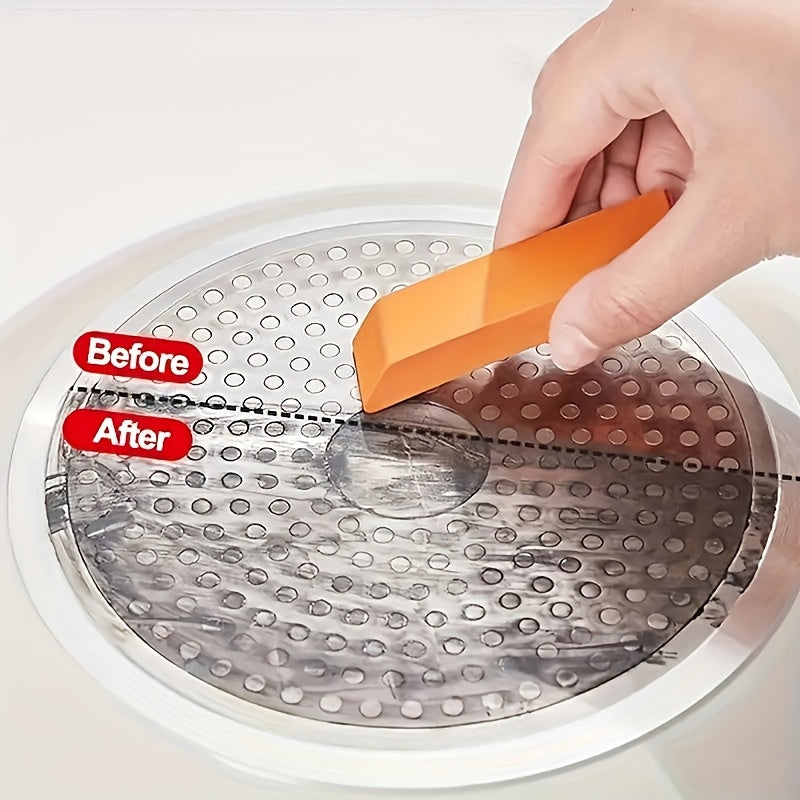 Rubber Cleaning Erasers in Orange, Two-Piece Manual Scrubbing Tool Pack for Compatible Kitchen Pots, Bathroom Glass and Household Stain and Rust Cleaning