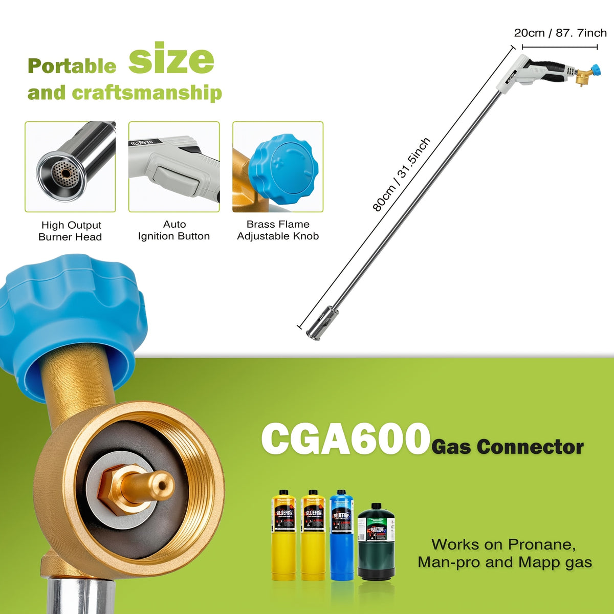Propane Weed Torch Kit with Tank-Connected Outdoor Burner Model Options, BF-1711, Koman-Q0001 and HD Series for Experienced Adult Yard Maintenance