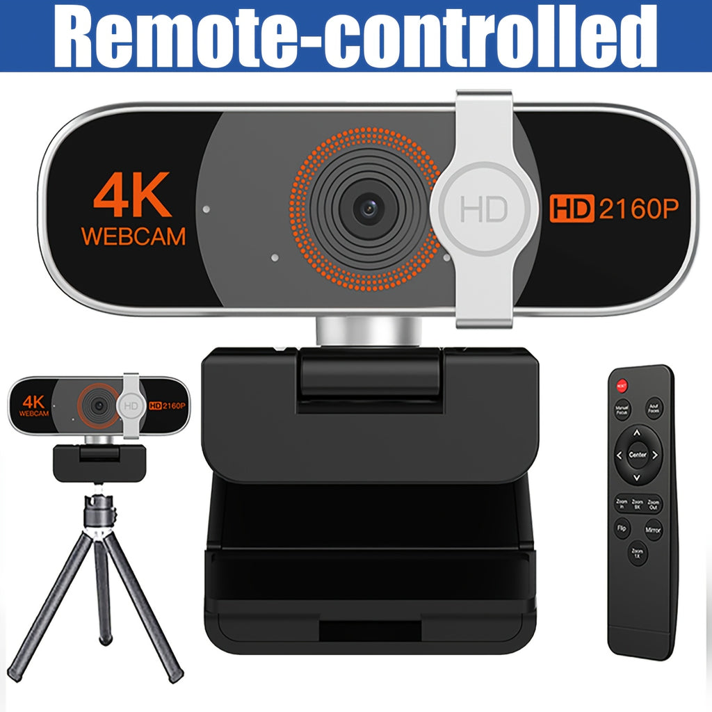 USB Autofocus 4K Webcam with Listed Dual Noise-Canceling Microphones and Privacy Cover, Three Silvery Gray Version Options for PC Meetings, Streaming and Online Classes