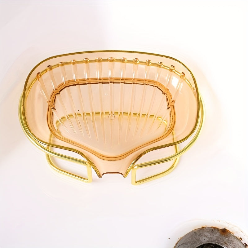 Self-Draining Plastic Soap Dish, Single Bar Soap Holder in Amber, Emerald Green or Clear for Bathroom Wash Areas and Everyday Sink-Side Storage