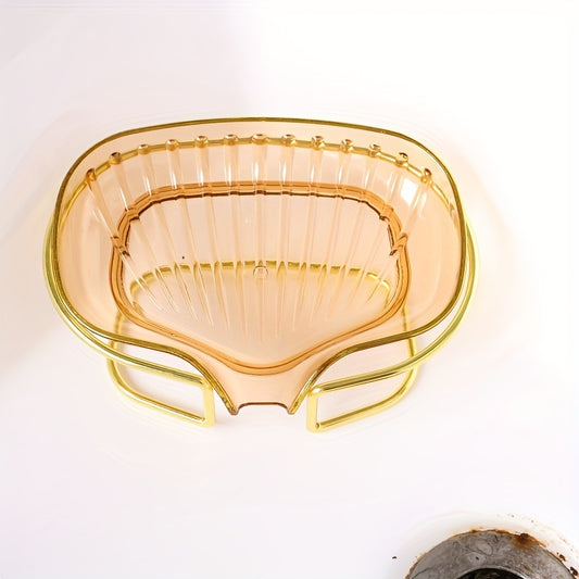 Self-Draining Plastic Soap Dish, Single Bar Soap Holder in Amber, Emerald Green or Clear for Bathroom Wash Areas and Everyday Sink-Side Storage