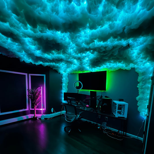 Thundercloud LED Light with Multicolored Lighting and 3D Cloud Styling, DIY Decorative Atmosphere Lamp for Gaming Rooms, Garages and Indoor Parties