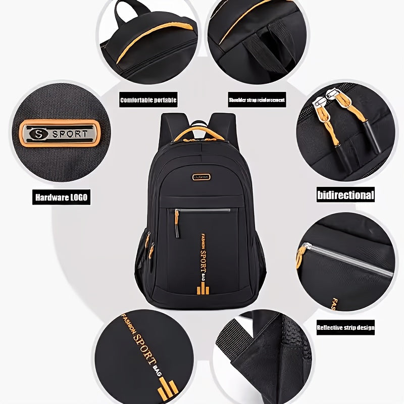 Minimalist Student Backpack in Black or Green for School, College and Everyday Commuting, Laptop-Style Travel Bag with Listed Two-Piece Package Reference