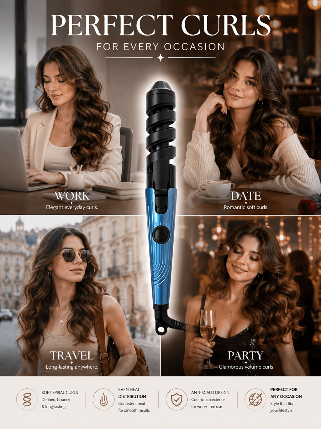 Flat Iron and Curling Iron Hair Styling Set with Comb, Upgraded Three-in-One Kit for Straight Hair, Curls and Wave Styling Routines, Birthday or Mother's Day Gift Idea