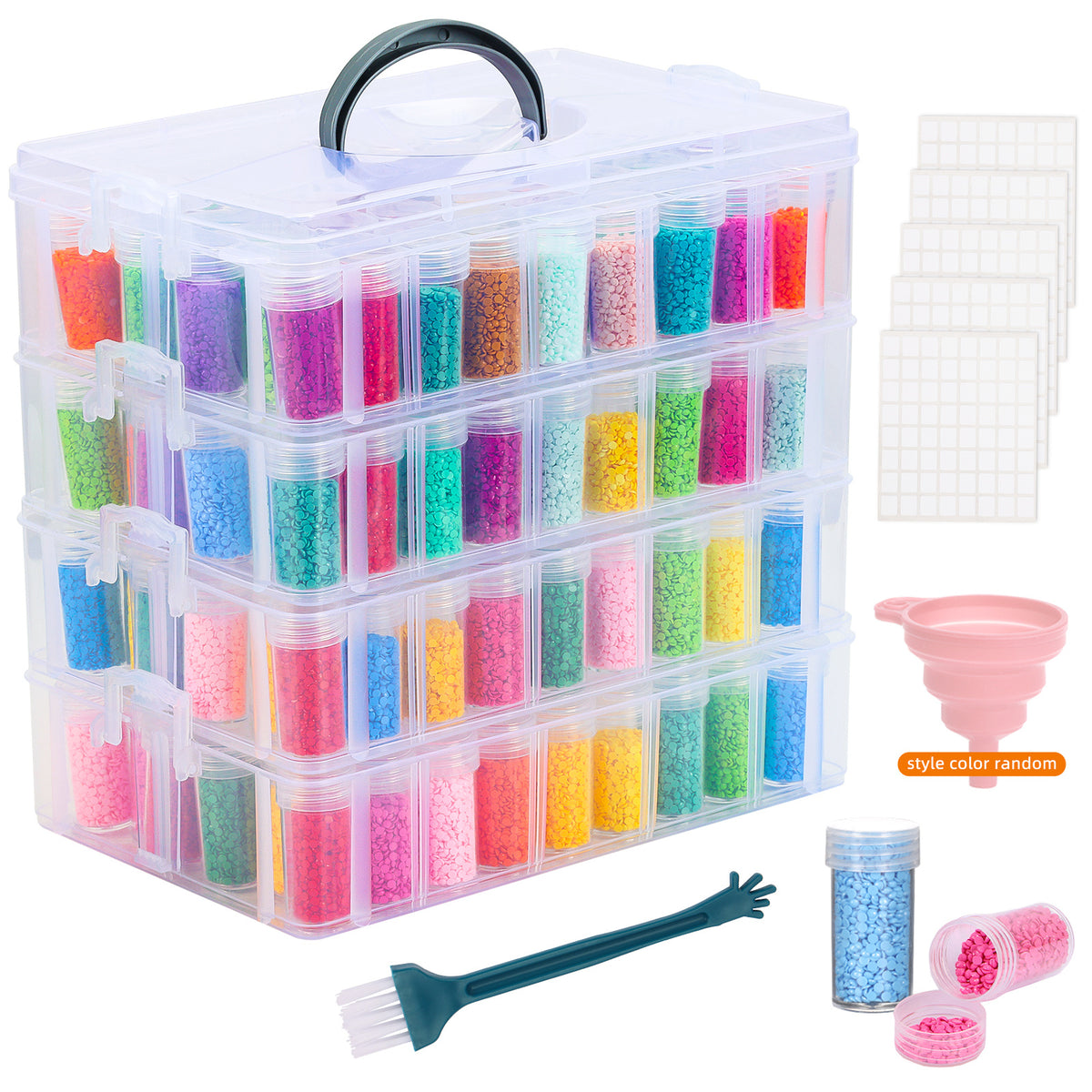 Bead Organizer by Whonline with Four Tiers and 200 Listed Slots, Portable Stackable Diamond Painting Storage for Jewelry Beads and Small Craft Supplies