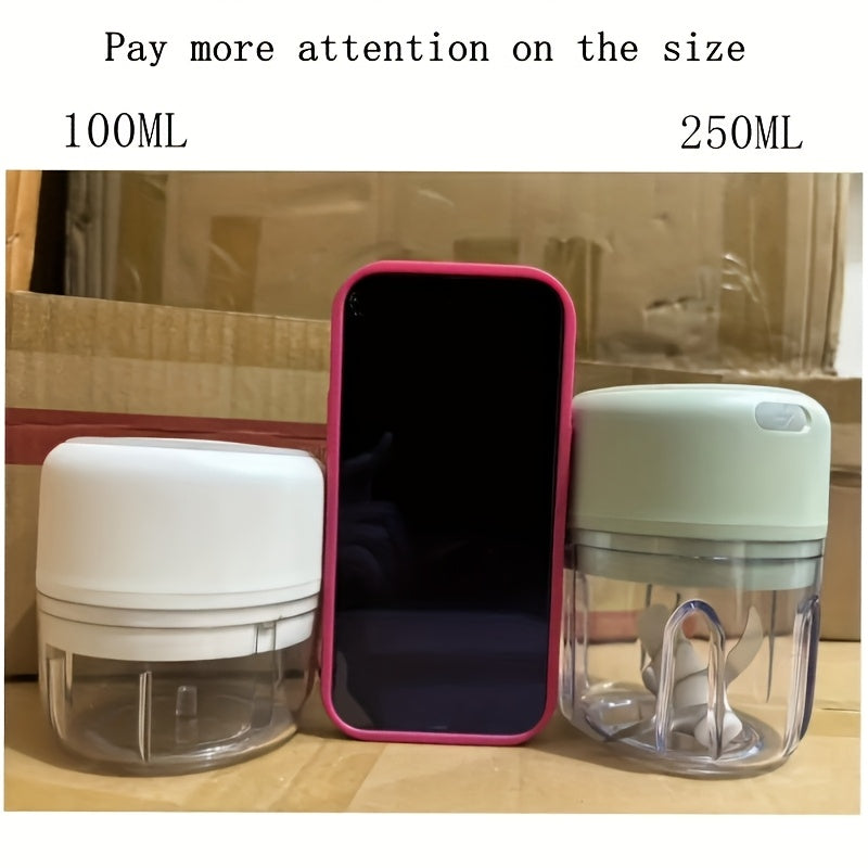 Cordless Mini Garlic Chopper, USB Electric Food Prep Tool with 500ml, 8.45oz Three-Blade and Set Options in White, Green or Pink for Small Kitchen Tasks