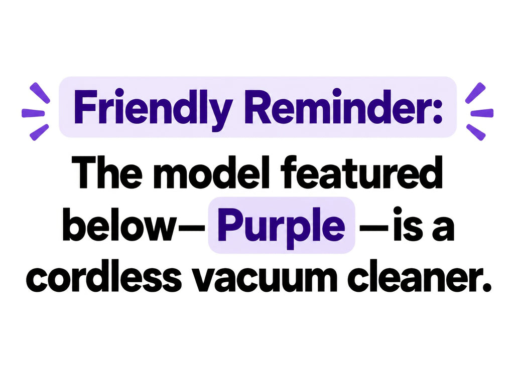 Detachable-Battery Cordless Vacuum Cleaner in Purple with Listed 46kPa Suction, Six-Stage Filtration and V-Shaped Brush Features for Home Floor and Pet Hair Cleanup