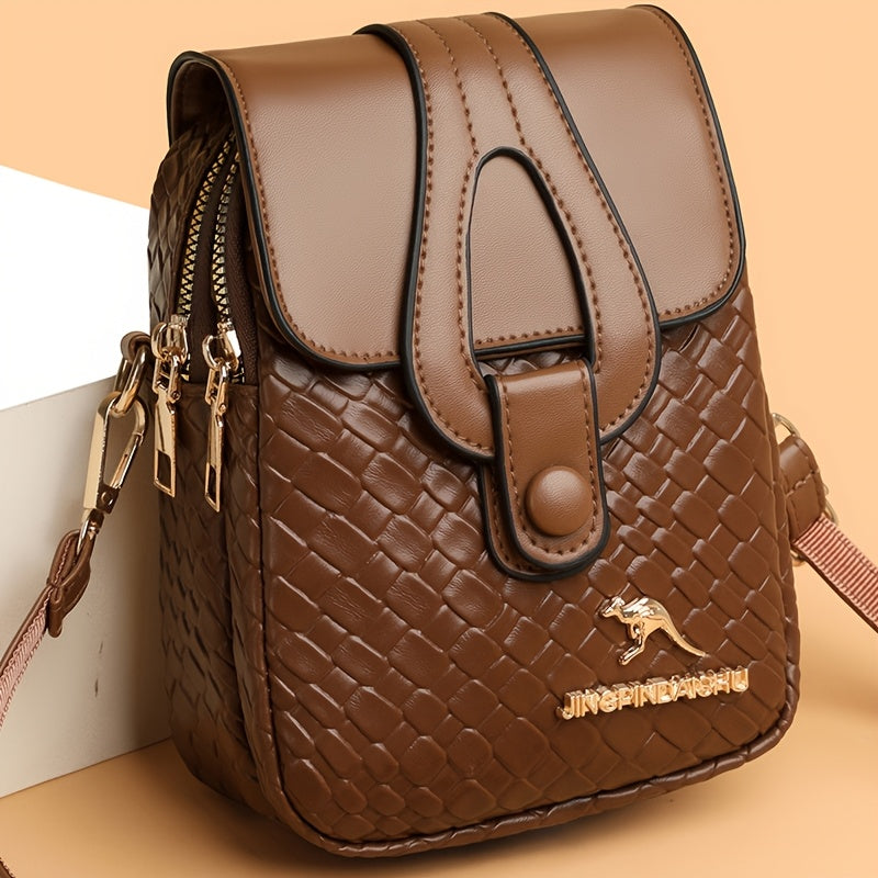 Woven-Style Square Crossbody Bag for Women, XYXDLM Purse with Detachable Shoulder Strap in Red, Black or Coffee for Shopping and Dinner Outfits