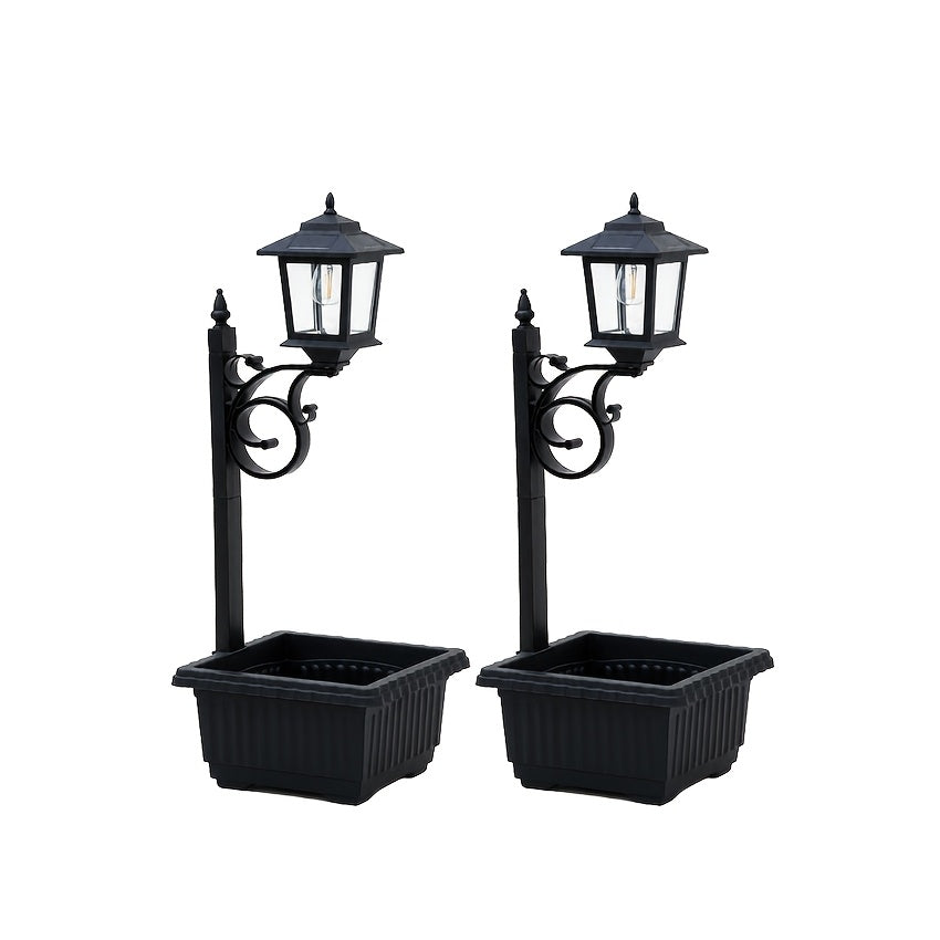 Solar Flower Pot Lights, Freestanding Garden Decor with Listed IP65 Rating in 2pcs or 1pc Black Options for Lawn and Courtyard Decorative Displays