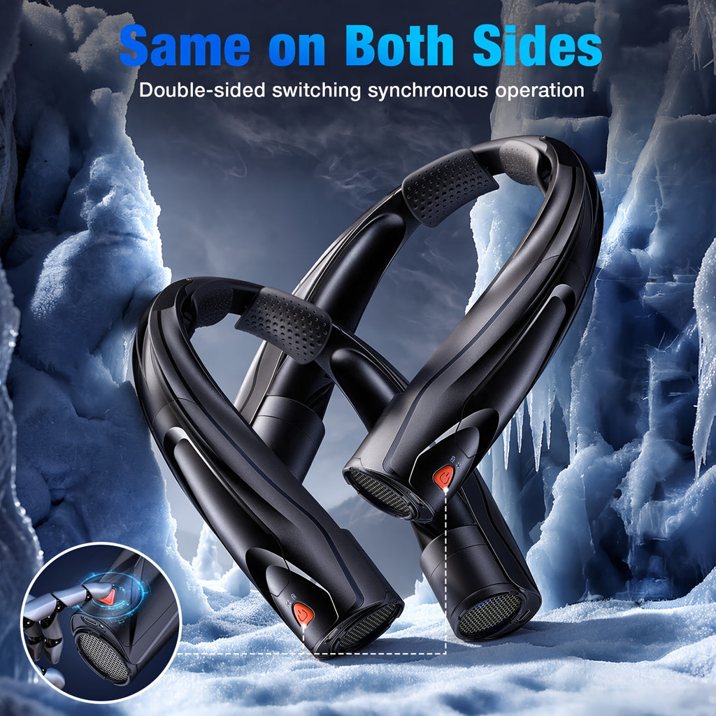 Black Portable Neck Fan with Six Adjustable Speeds and USB Rechargeable Design, Hands-Free Wearable Personal Airflow for Outdoor Travel, Office and Leisure