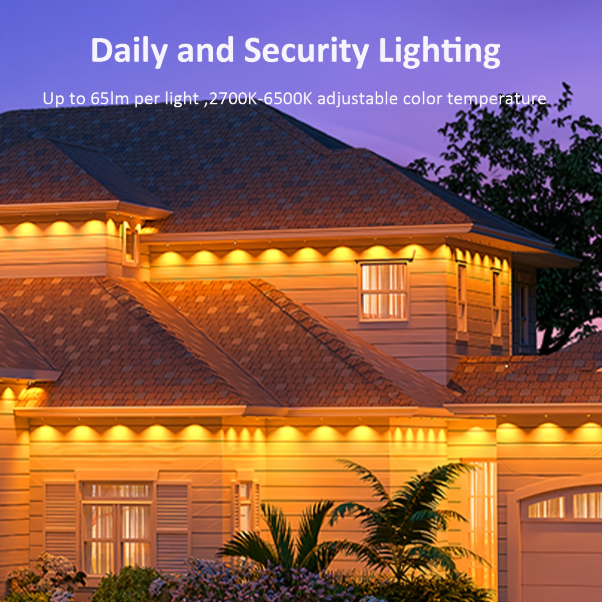 Permanent Outdoor RGB Eave Lights with App and Remote Control, Music Sync and Timer, Listed 100FT or 500FT Options for Christmas, New Year and Party Decor