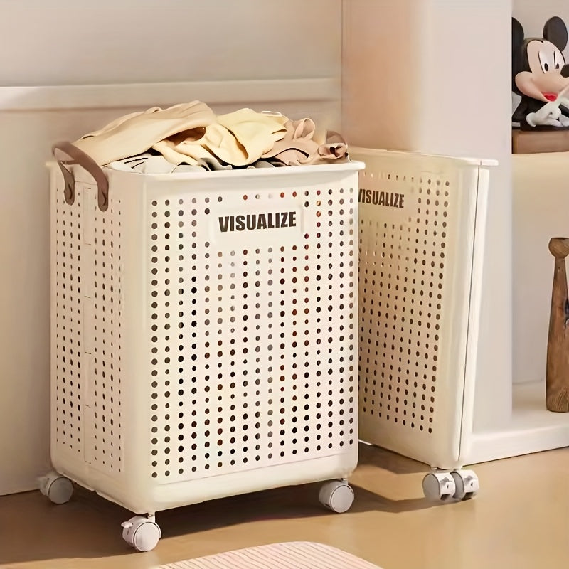 Wheeled Foldable Laundry Hamper in Cream White, Clothes Storage Basket with M, L and XL Options, Selected Inner Bag Configurations and Lidded XXL Selection