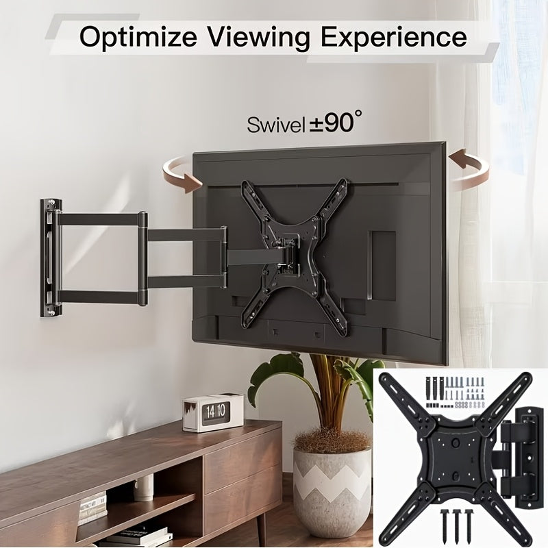 Swivel TV Wall Mount in Black, Rotating Bracket for Compatible Flat Panel Televisions, Space-Saving Wall Installation for Living Rooms and Home Theater Setups