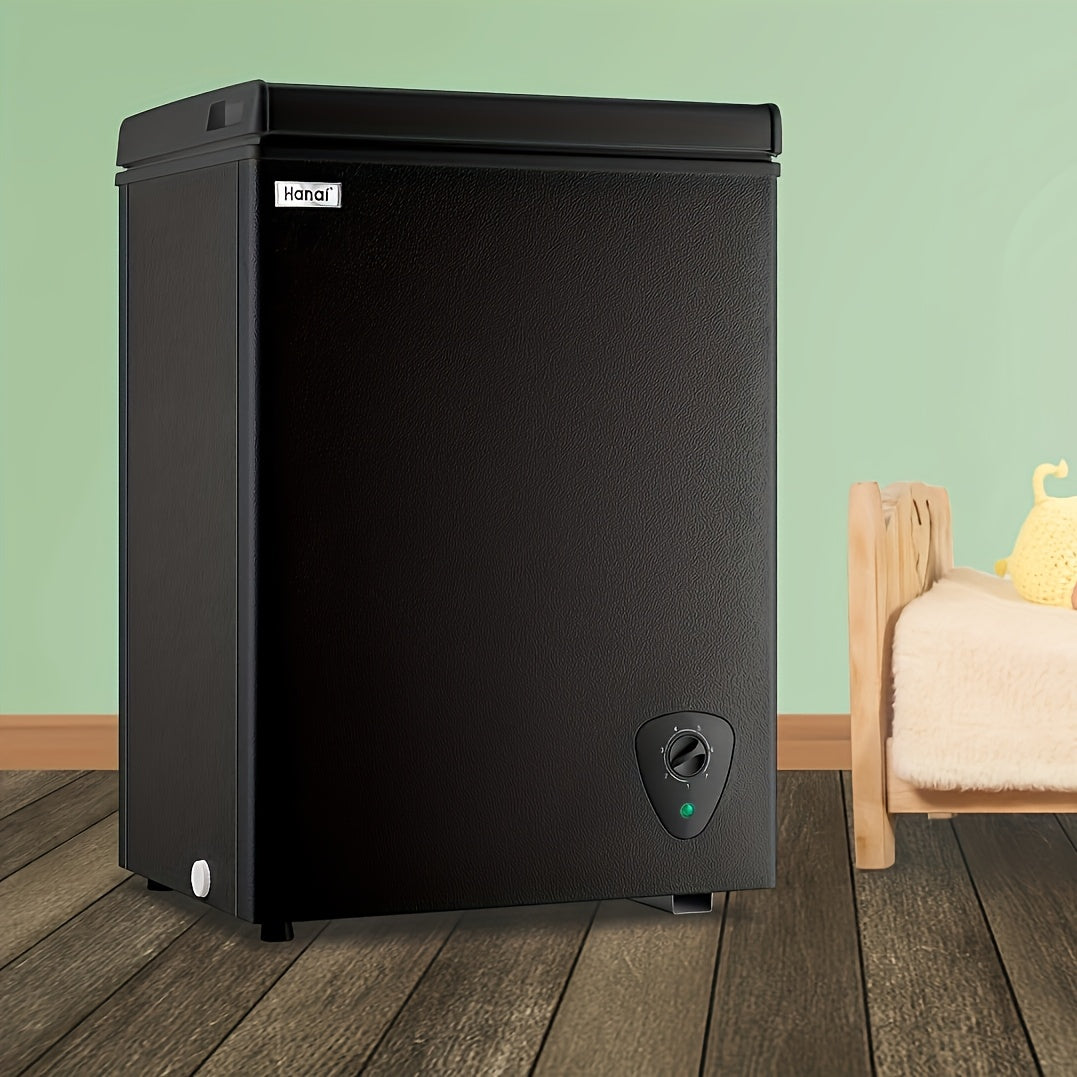 WANAI Chest Freezer 3.8 Cu. Ft. with Top-Opening Door, Seven Temperature Settings and Removable Basket, Black or White for Home Kitchen Storage