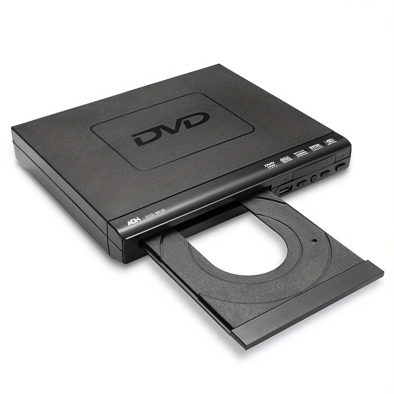 AV Output DVD Player for TV in Black with USB 2.0 Media Playback, Remote Control, Resume Function, CD-R and CD-RW Support and Included Three-in-One AV Cable