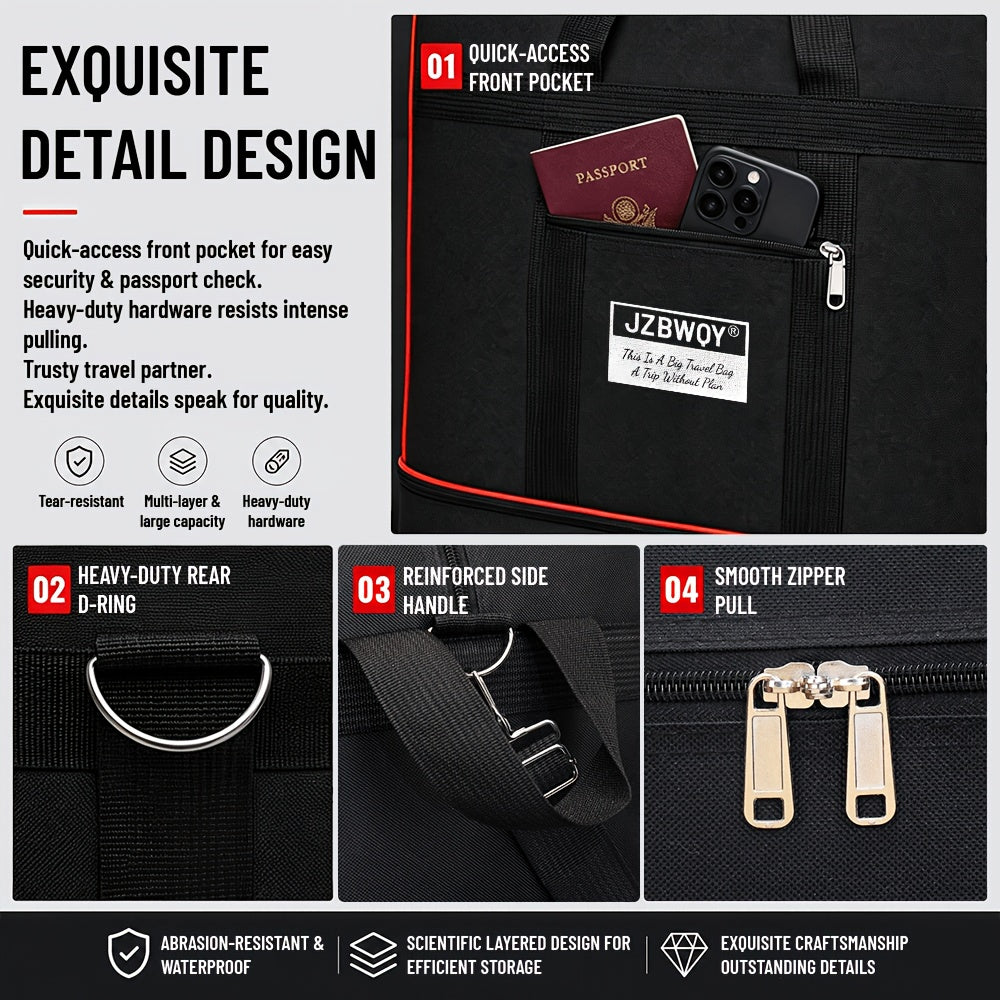 Expandable Nylon Rolling Storage Bag, Foldable Black or Green Travel and Moving Bag with Straight-Line Wheels and Multiple Packing Compartments