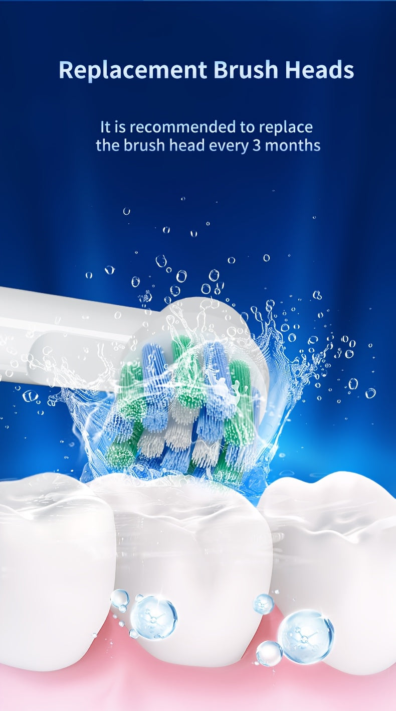 Rotating Electric Toothbrush with 8 Replacement Heads, Wireless Induction Charging, 3 Cleaning Modes, IPX7 Waterproof, Round-Head Oscillating Brush for Oral Care, Gift for Family & Parents