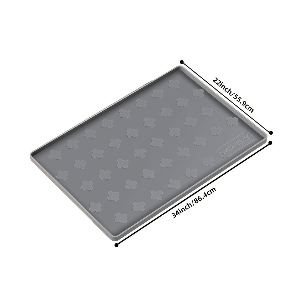 Under Sink Silicone Mat with Raised Edge, 34 x 22 or 17 x 12.6 Inch Cabinet Liner and Drip Tray in Dark Grey or Grayish White with Two-Pack Options
