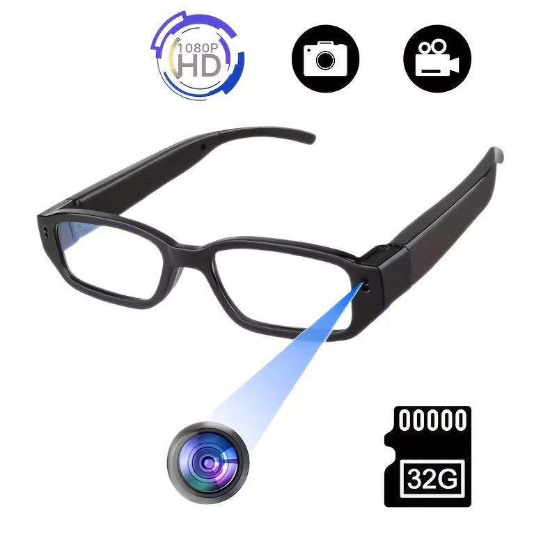 Video Camera Glasses with Listed 1080P Recording, TF Card Slot and USB Connection, 13B Model Options with a Separate 32G TF-Labeled Package