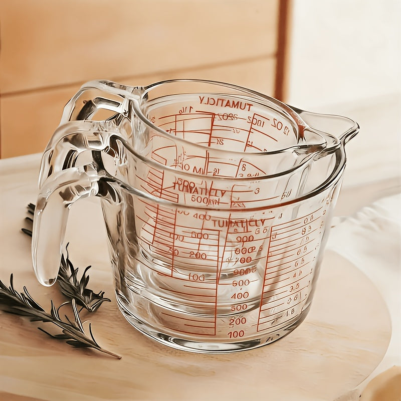 Handled Glass Measuring Cup for Recipe Ingredients and Home Baking Prep, Single Medium Selection or Two-Piece Set with Listed 16.91oz and 33.81oz Capacities
