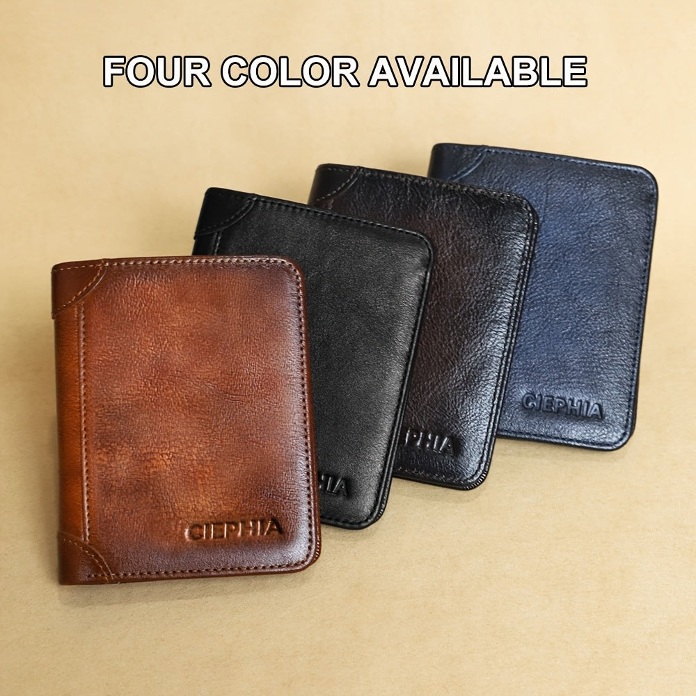 Genuine Leather Wallet for Men with Money Clip, Oil Wax Cowhide and Bifold Style Options, Vintage Daily Carry Accessory in Fourteen Listed Variants