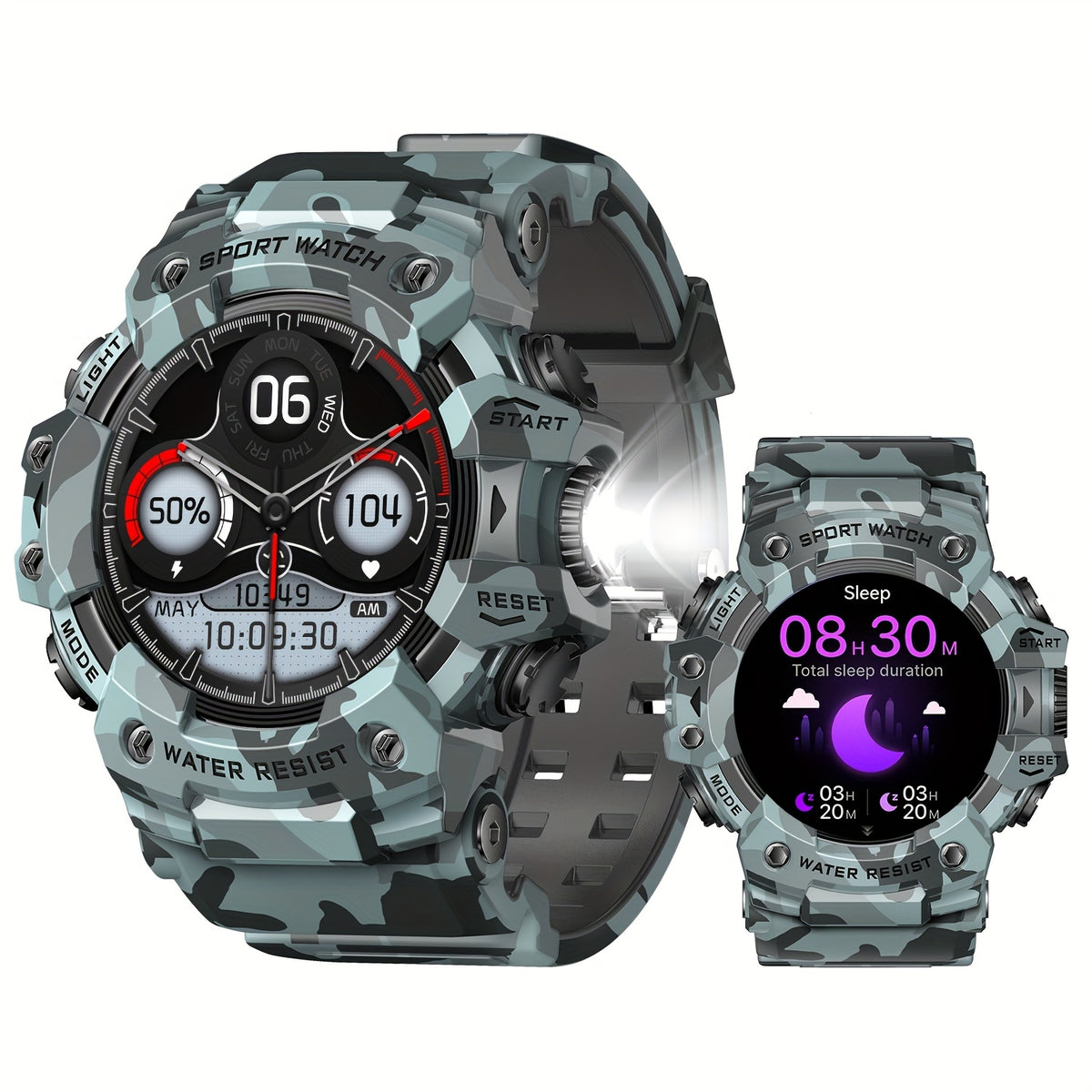 1.32-Inch TFT Smartwatch for Men with Calling, LED Flashlight, 100+ Sports Modes and Sleep Tracking, iPhone Android Compatibility in Eleven Color Options