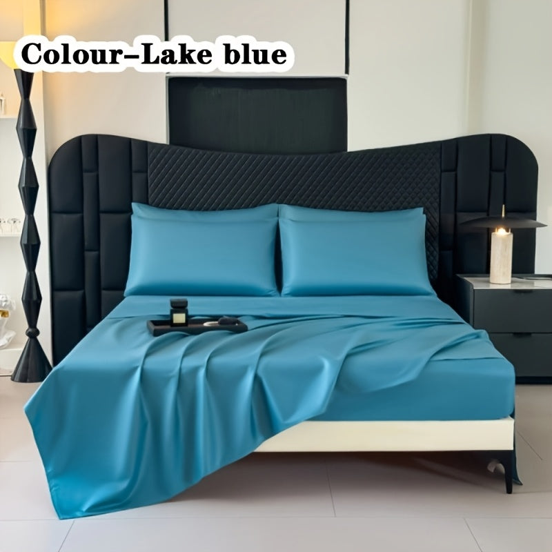 Colorful Dot Bedding Set, 4-Piece Silky-Feel Collection with One Fitted Sheet, One Additional Sheet and Two Pillowcases for Bedrooms and Guest Rooms