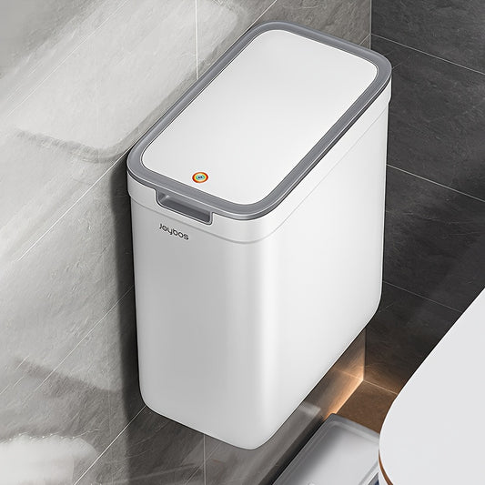 Wall-Mounted Bathroom Trash Can by Joybos in White, Space-Saving Waste Bin for Everyday Bathroom Organization and Off-Floor Waste Collection