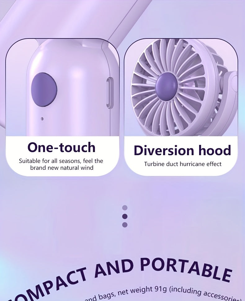 Rechargeable Handheld Fan 3-Pack in Pink, Purple and Black with Three Speeds, USB-C Charging and Listed 180-Degree Adjustment for Travel and Summer Outings