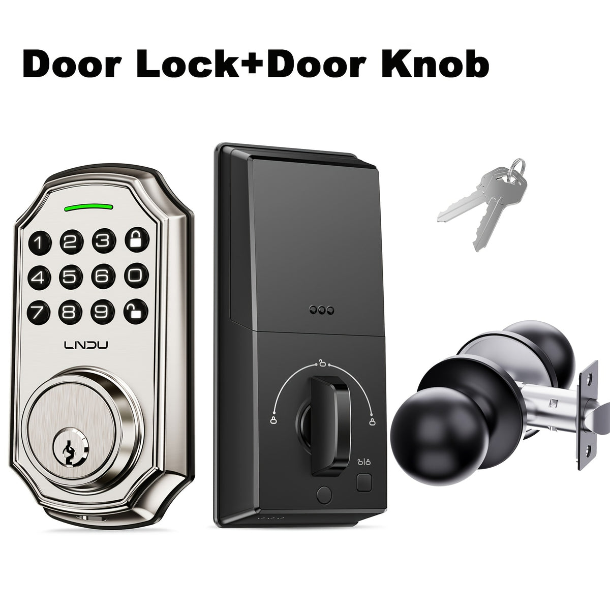 Electronic Keypad Deadbolt with Listed 100 Access Codes, Auto Lock and One-Touch Locking, Black or Silvery Finish and Fingerprint or Handle Set Options
