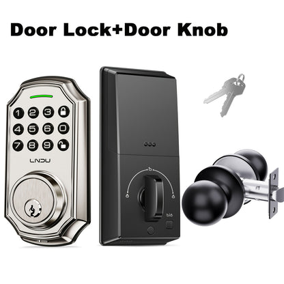 Electronic Keypad Deadbolt with Listed 100 Access Codes, Auto Lock and One-Touch Locking, Black or Silvery Finish and Fingerprint or Handle Set Options